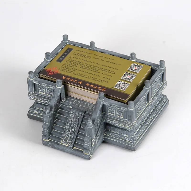 Chinese Classical Architectural Model Platform Base Micro Landscape Decoration Tabletop Storage Box Business Card Holder