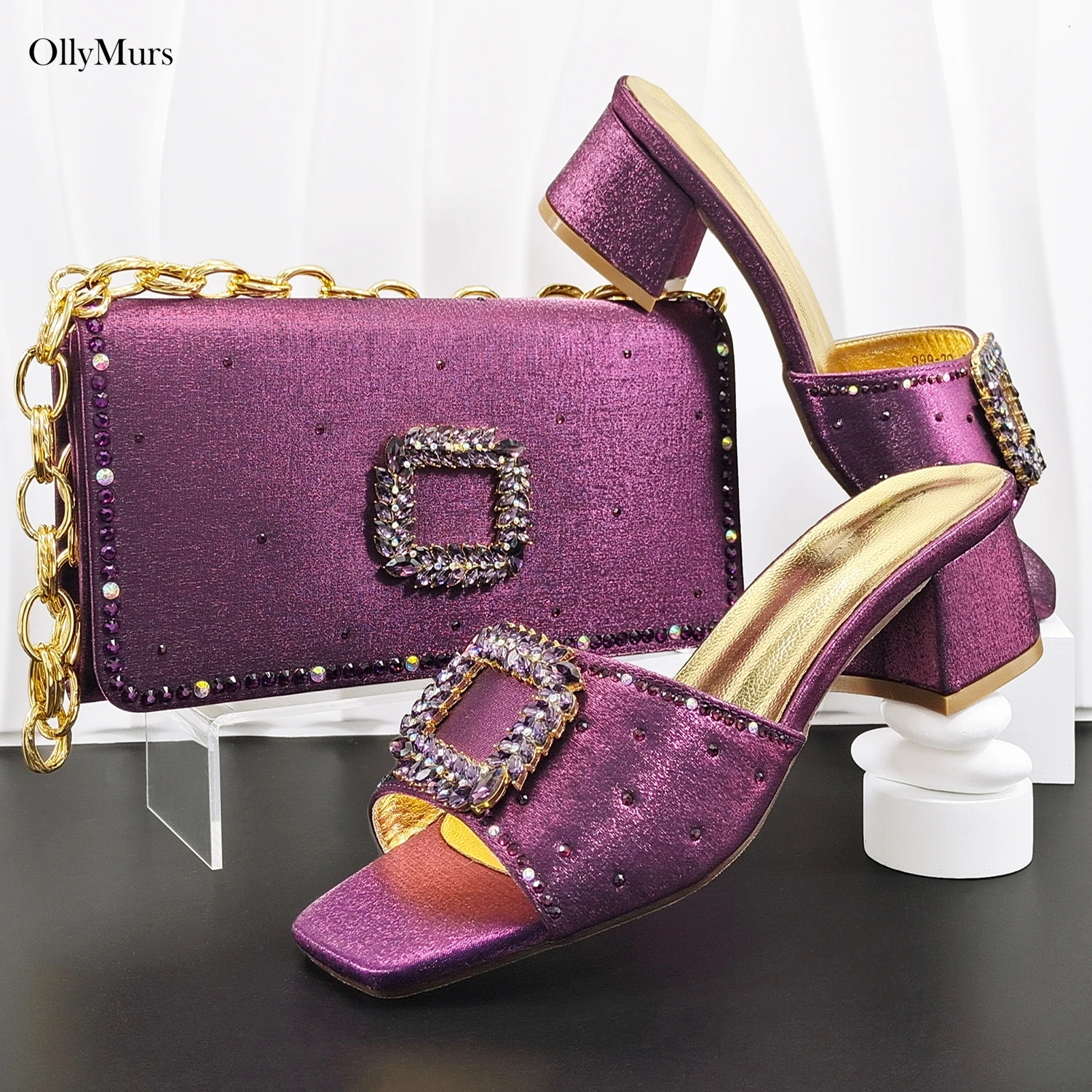 

Africa Design Elegant High Heels Shoes And Bag To Match Set Nigerian Women Fashion Slipper Shoes And Bag Set For Evening Party