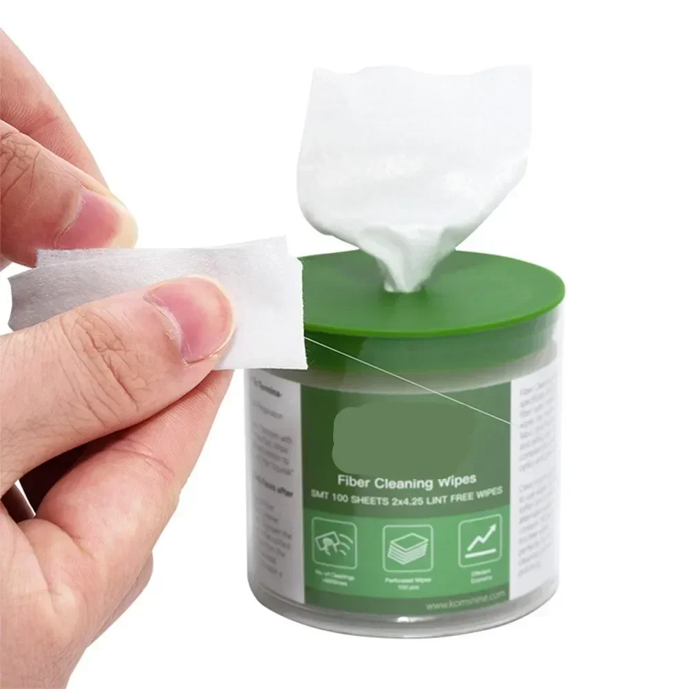 Komshine Focus 100 Peças Caixa Toalhetes de Limpeza de Fibra Óptica Plataforma Dustpaper Toalhetes de Pelusa de Fibra Óptica Papel Limpo de Fibra Óptica