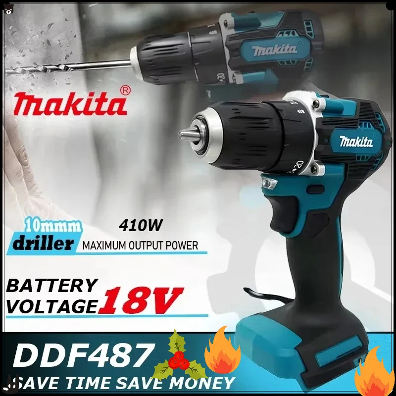 

DDF487 Makita для аккумулятора 18 В, бесщеточная литиевая электрическая аккумуляторная ударная дрель, отвертка с большим крутящим моментом
