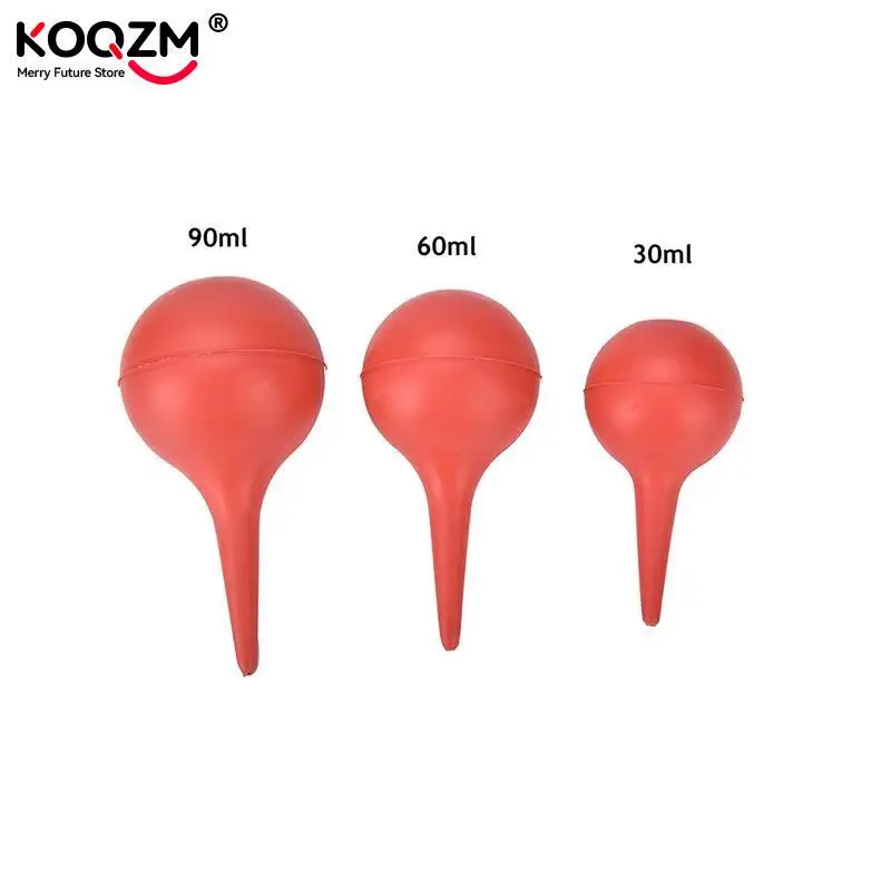 30/60/90ml Lab Laboratory Tool Red Rubber Suction Ear Washing Syringe Squeeze Bulb Rubber Laboratory Tools Vacuum Blower