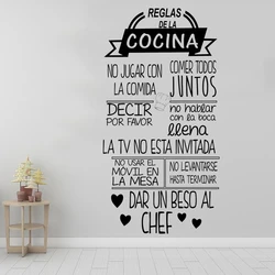 1 pc nice Reglas De La Cocina Spanish text Wall Sticker Removable Wall Stickers Diy Wallpaper for kitchen home decor Decals