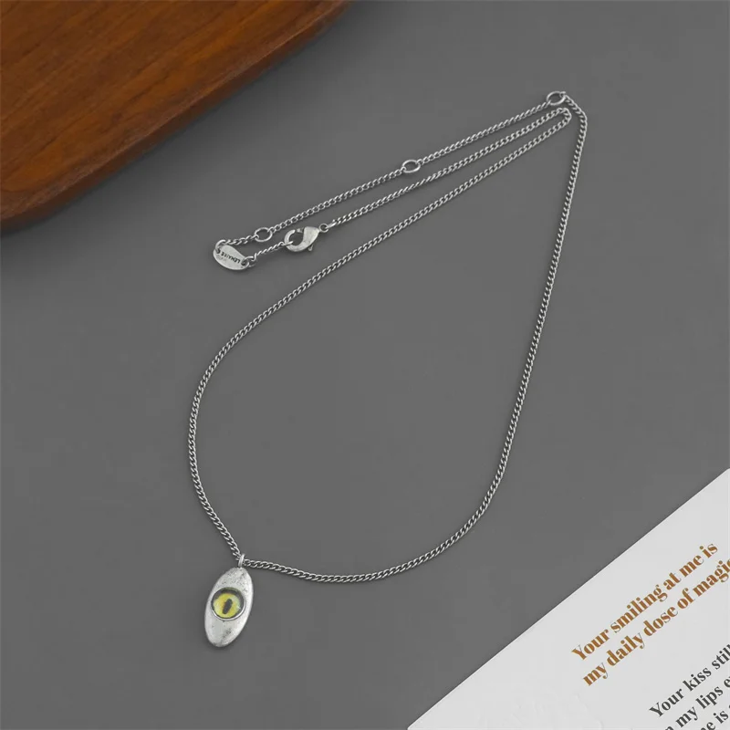 

Simple Vintage Cat Eye Glass Collarbone Chain Classic Printing Fashion Exquisite All-match Necklace for Men&Women