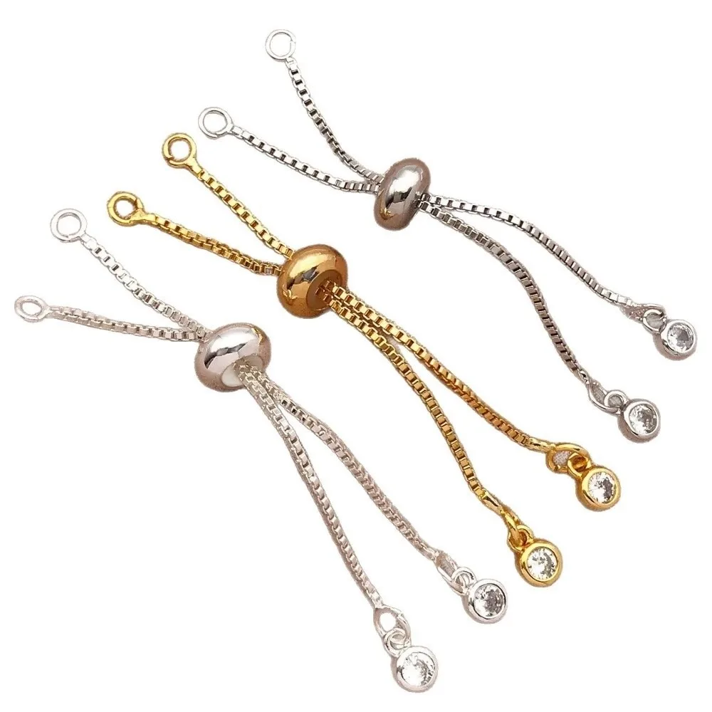 

18K Copper Plated Pull-out Bracelet Platinum-colored Zirconium Beads Adjustable Bracelet Chain Mixed DIY Bracelet Necklace