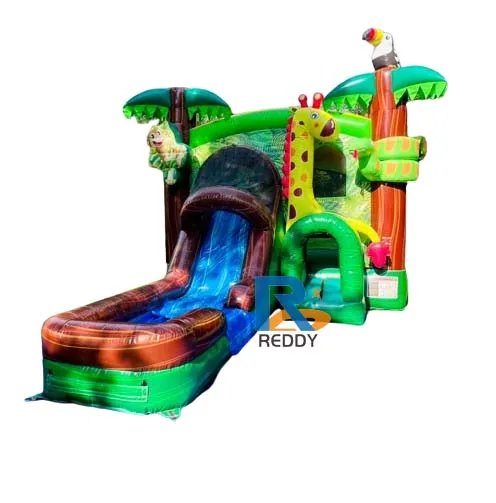 

Комбинированная надувная водная горка в джунглях для детей