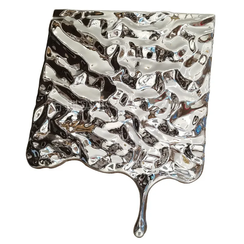Stainless steel creative teardrop wall decoration, indoor mall, hotel, restaurant wall hanging craft decoration