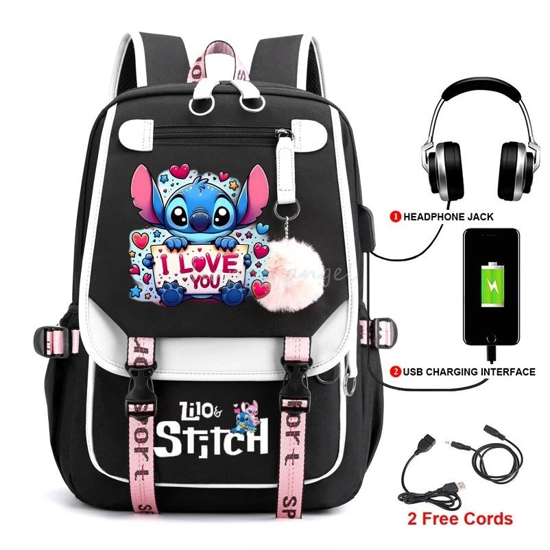

New Fashion Lilo And Stitch Backpack Girls Boys Teenager Children's Rucksack Men Women Casual School Bags USB Charging Backpacks
