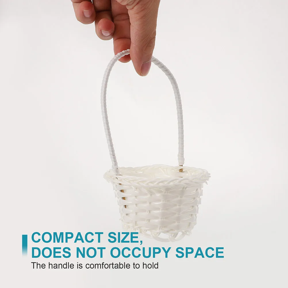

4pcs Plastic Woven Storage Basket Lightweight Portable Flower Baskets for Wedding Dried Flowers Handmade Holder Decorative Home
