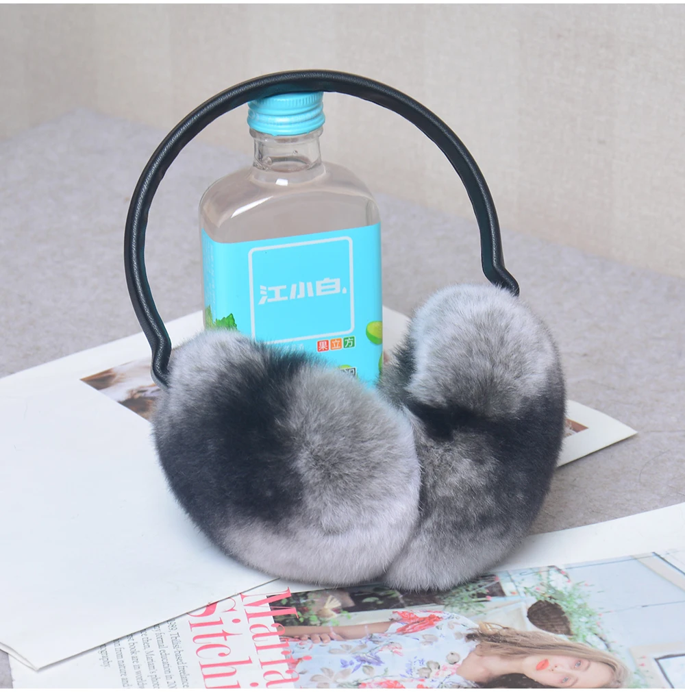 Rex Rabbit Fur Hang Ear Cover Warm Winter Earmuffs Headwear Ear Muffs Fur Earmuffs Cold Ear Warmer Fold Ear Protection Headband