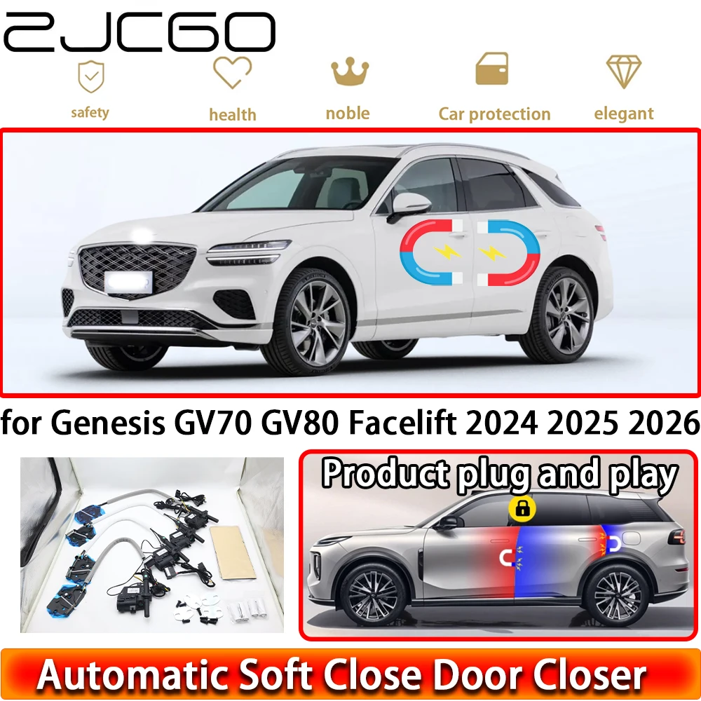 

ZJCGO for Genesis GV70 GV80 Facelift 2024 2025 2026 OEM Soft Close Door Kit Power Closing Latch System Auto Pull Door Easy Close