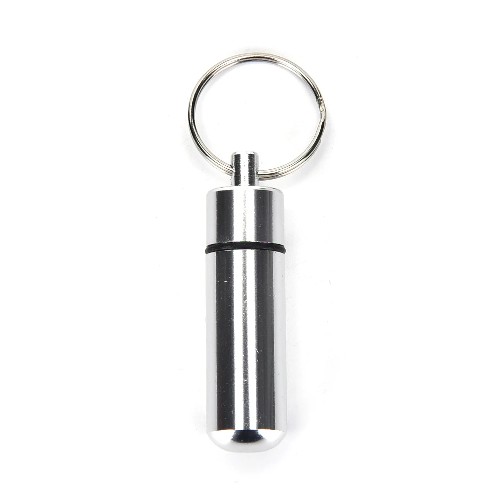 NEW Medicine Bottle Keychain Case Container Waterproof Holder Aluminum  Pill Box