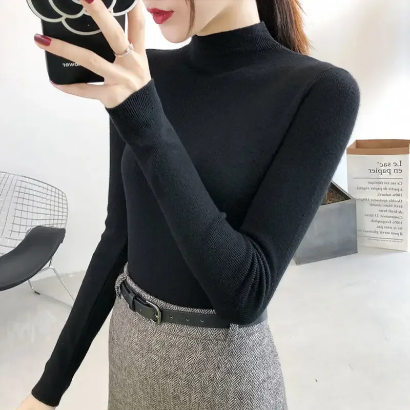 Half-high Neck Base Sweater Women\'s 2024 Autumn and Winter New Super Hot Ins Tide and Foreign Slim Inner Knitwear Top  Cardigan