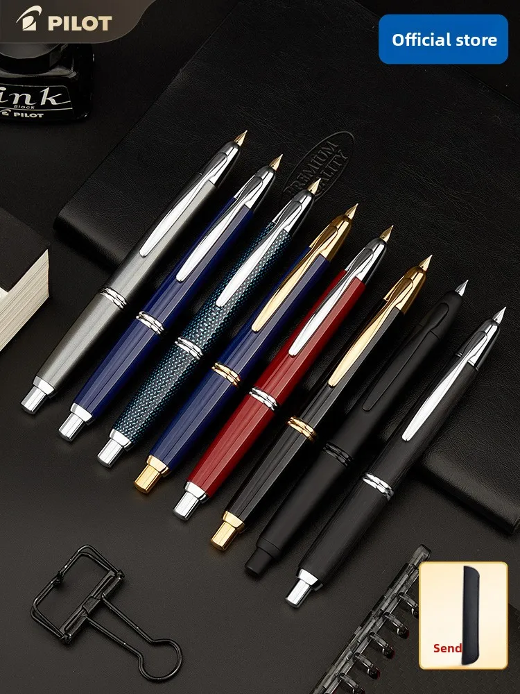 Pilot Capless Retractable Fountain Pen Gift Box Limited Edition 18K Gold Nib Business FC-1500R Black Samurai Birthday Gift