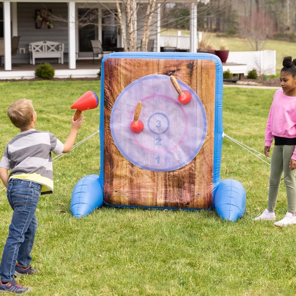 

Hearthsong Giant Double-Sided Inflatable Axe-Throwing and Ball-Toss Target Game, 58.5" L x 41" W x 58.5" H, Ages 3 and Up