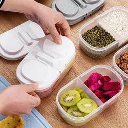 Food Bento Lunch Container Food Box Smooth Edge Large Capacity Eco-friendly PP Plastic 2-compartment for Kitchen