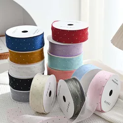 20Yards Roll 4CM Rhinestones Wrinkled Yarn Silk Ribbons Flower Gift Cake Box Packaging Material Bow DIY Straw Hat Tape