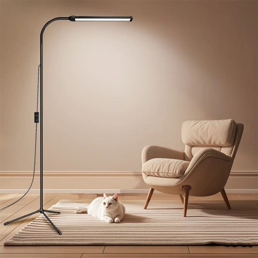 LED Floor Lamp, Adjustable Color Temperature & Brightness Standing Work Lights for Eyelash Extensions, Reading, Office & Bedroom