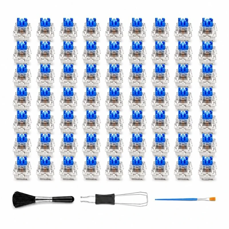 Leading-Mechanical Keyboard Switches 60PCS Blue Clicky Tactile 3Pin 5Pin DIY Set Puller Brush Repair Upgrade Parts Fit