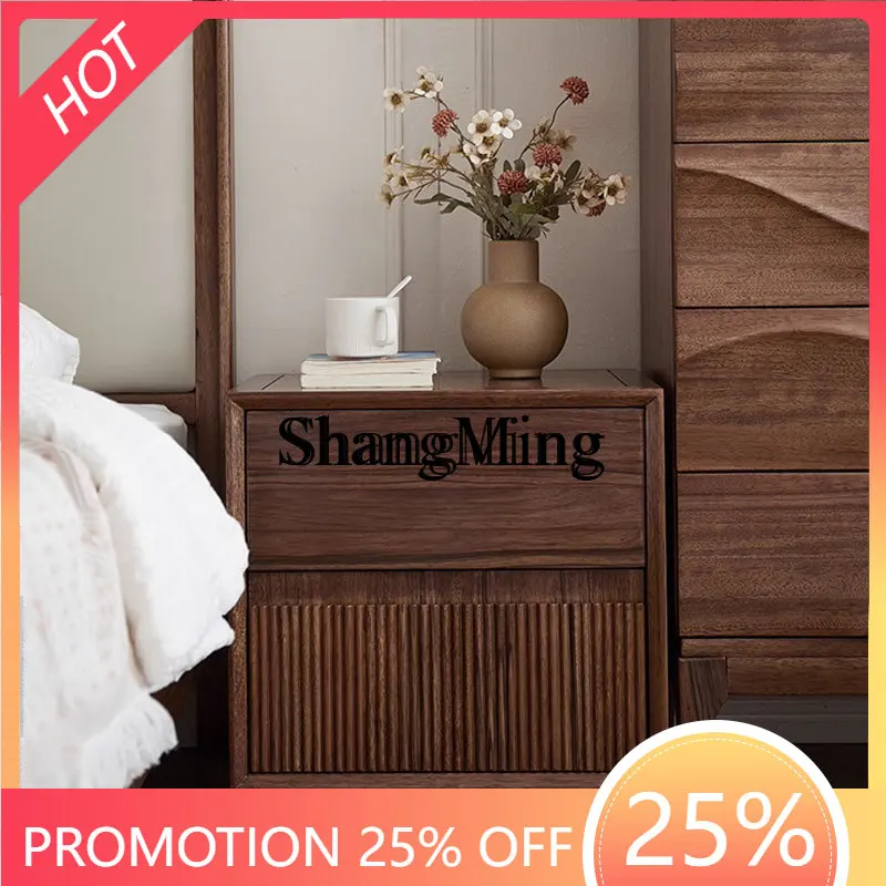 

SM new household solid wood bedside table modern simple bedroom storage living room sofa storage side cabinet