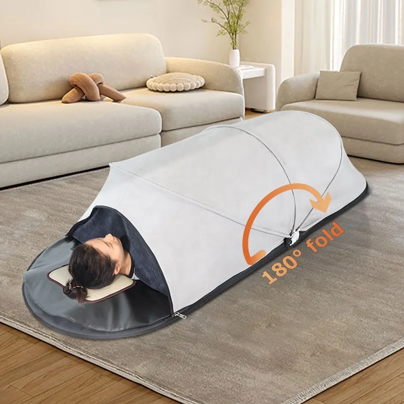 Gray portable full body heating far infrared folding sauna dome high concentration  ion tent cabin