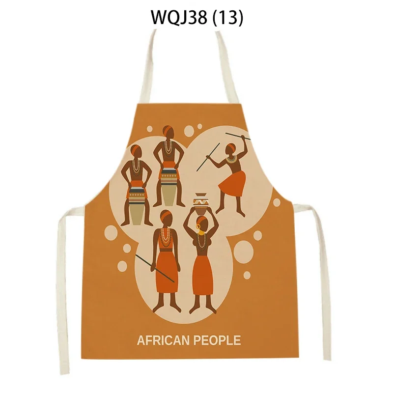 African Indian Cartoon Kitchen Linen Apron Family Cooking Baking Sleeveless Apron Children Painting Lesson Anti-fouling Apron