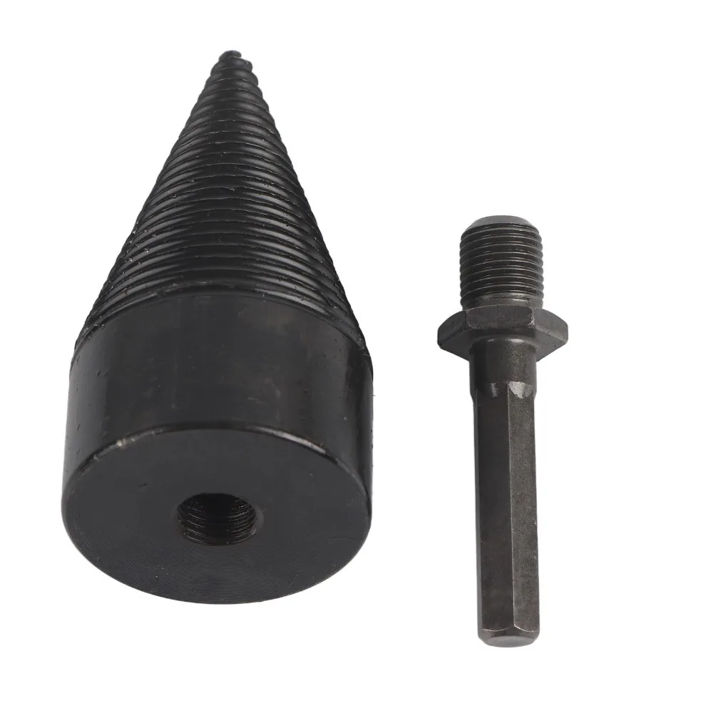 

Carbon Steel Firewood Drill Bit Hex Shank 50mm / 1.97in Log Splitter Drill Bit Black Coated Split Incisive Screw