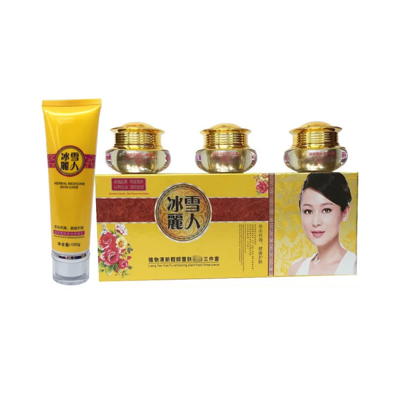 BINGXUELIREN LIANGYANXUE 4pcs Herbal Skin Care Tender Whitening Magic Cream Set Freckle Speckle Moisturizing Cream