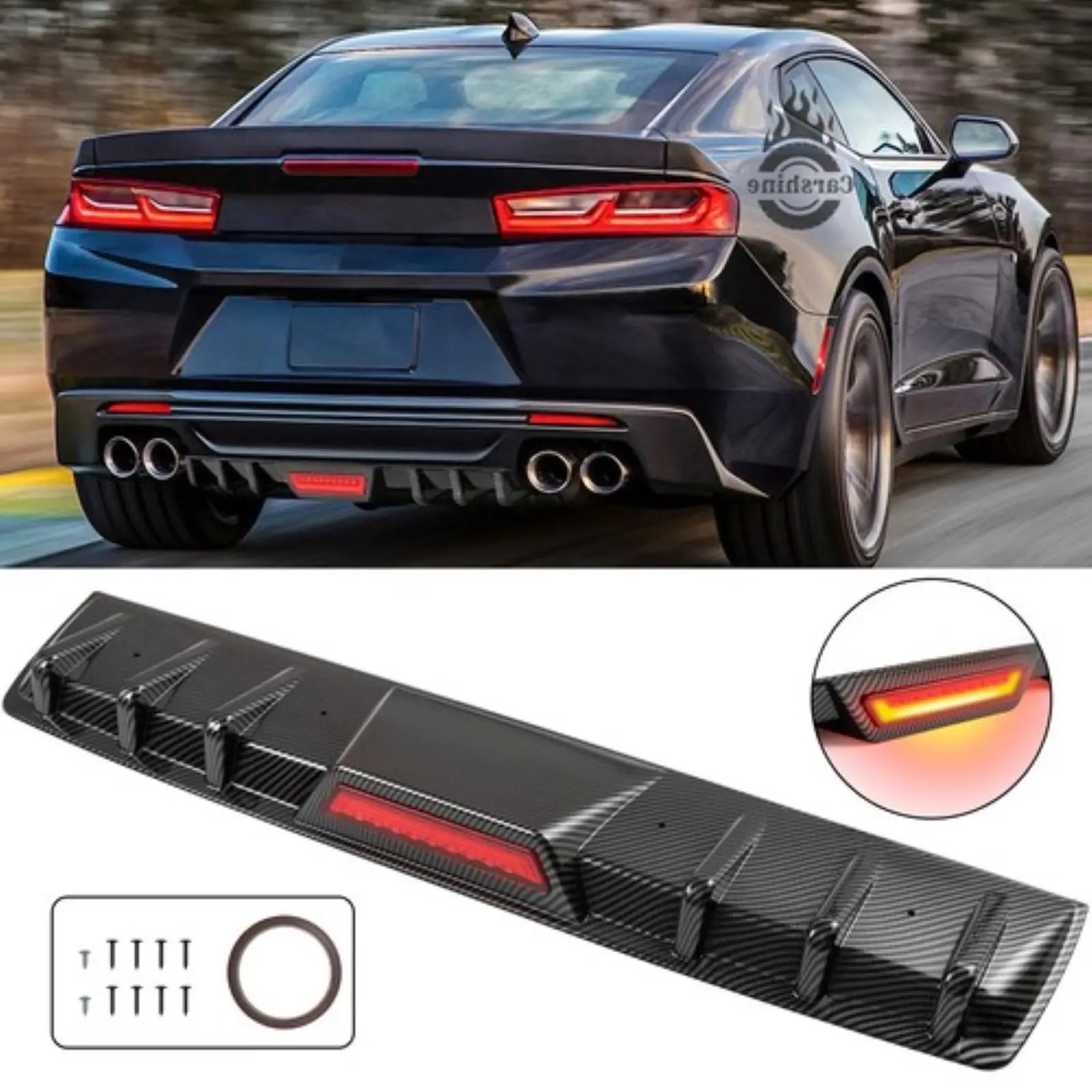 

Для Chevrolet Camaro диффузор заднего бампера с красным светодиодным задним стоп-сигналом