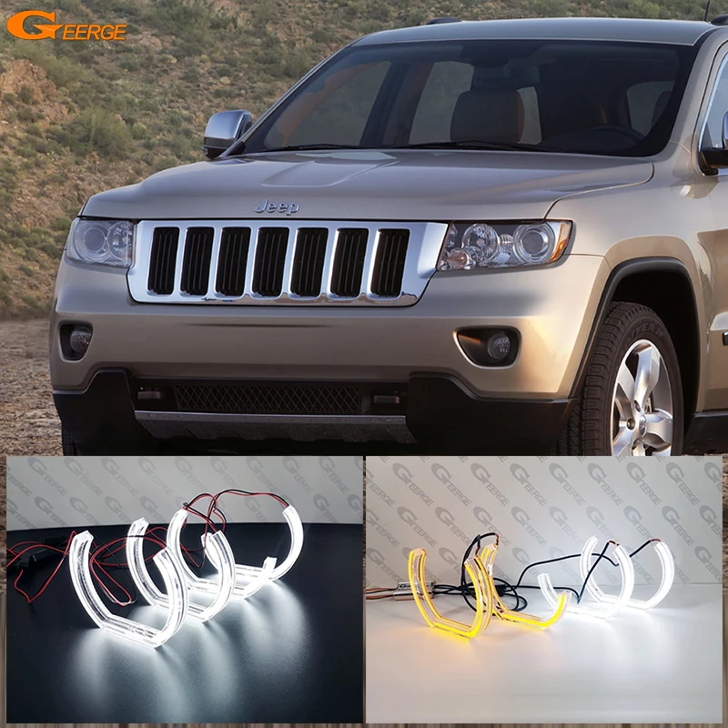 

Для JEEP Grand Cherokee WK2 COMPASS MK49 Ультра яркий дневной свет указателя поворота Кристалл DTM M4 Стиль Led Angel Eyes Halo Rings