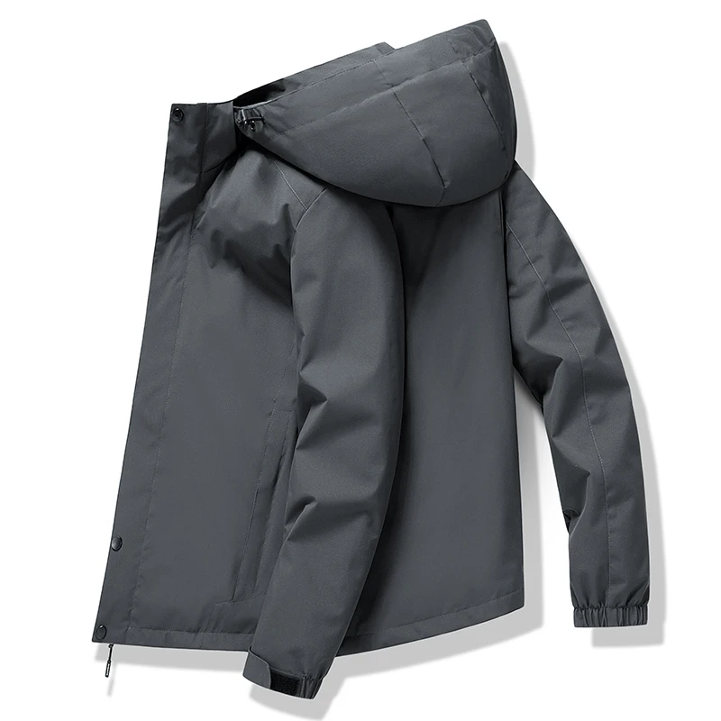 Men's Solid Spring Autumn Hooded Button Pockets Zipper Long Sleeve Cardigan Jacket Coats Casual Loose Office Lady Vintage Tops