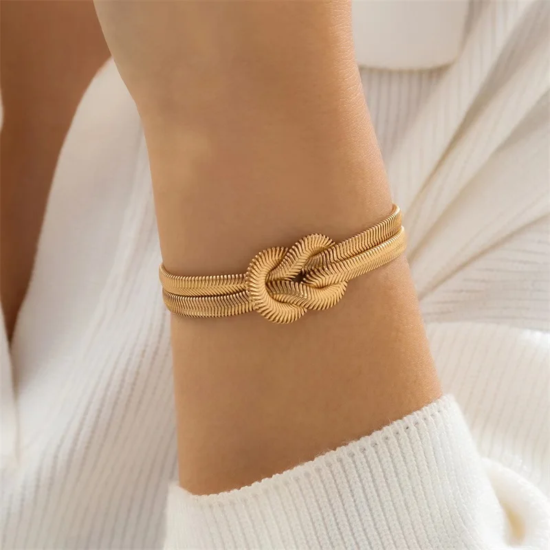 EILIECK 316L Edelstahl Statement Schlangenkette Knoten Halskette Armband Metall Trendy Rostfreier Kragen Wasserdichter Schmuck Geschenk – Detail 7