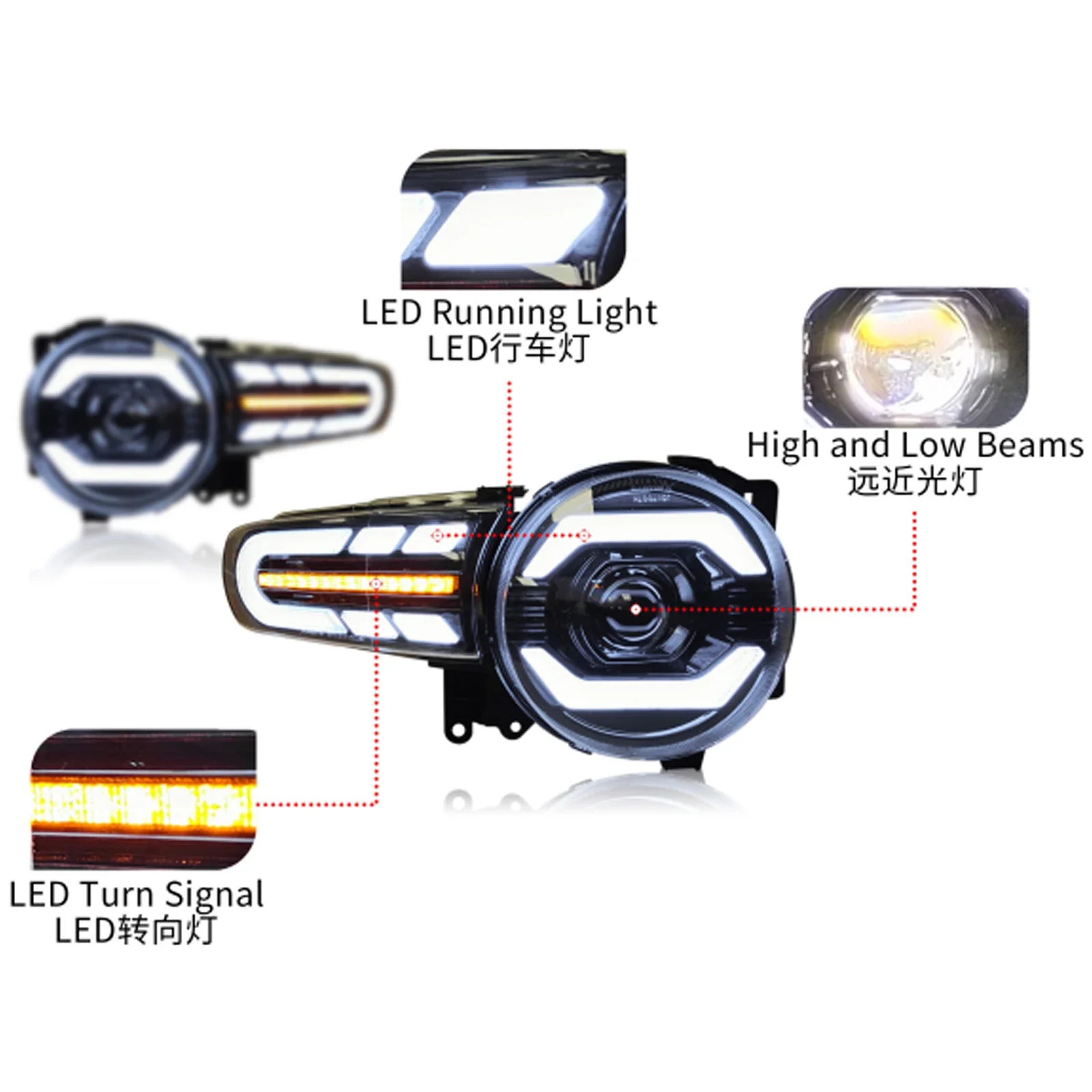 New Design For Toyota FJ Cruiser Headlight 2007-2016 Car Front Lamp LED Headlamp Assembly