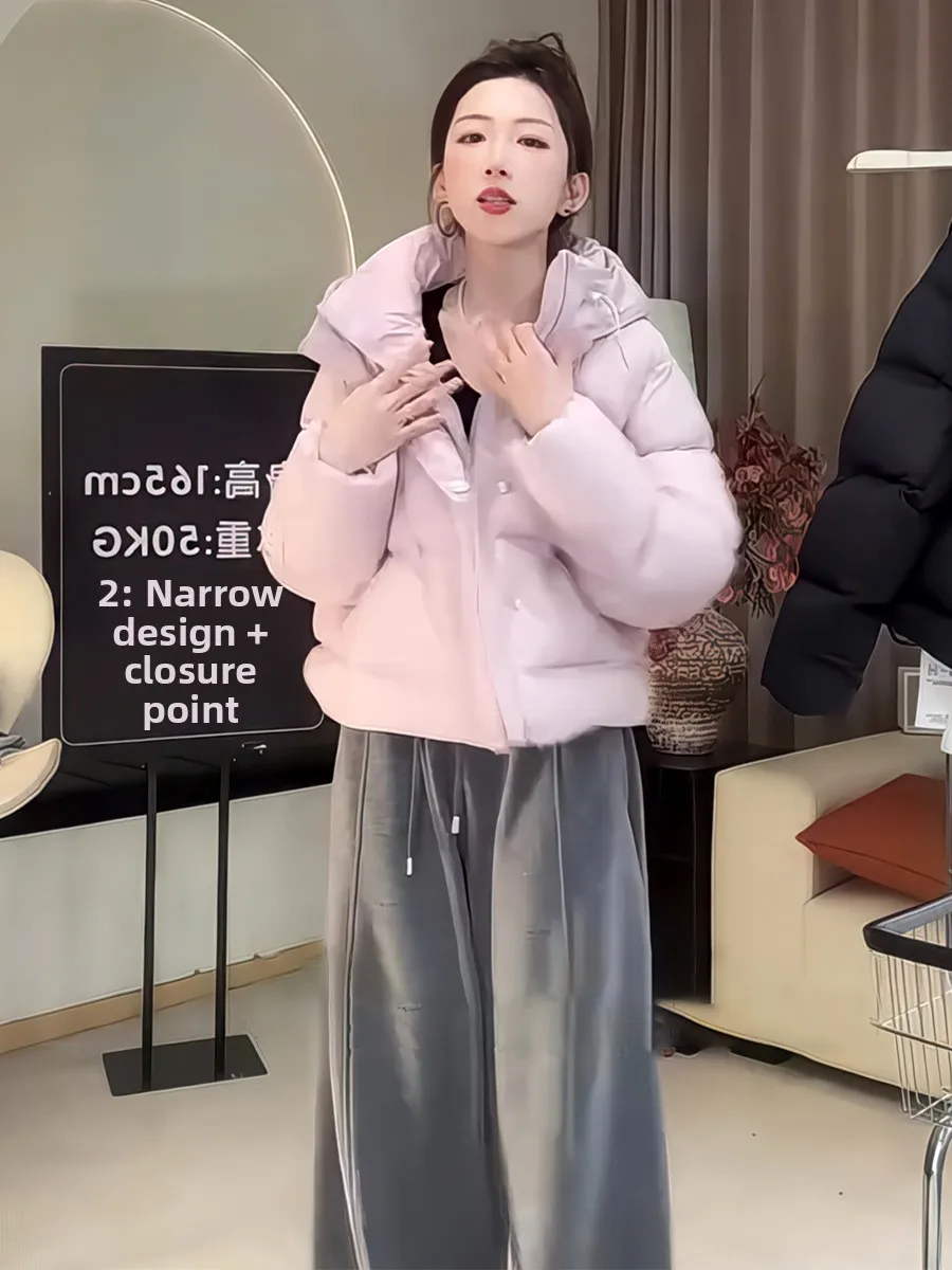 

New National Stand Thiened ort down Jaet Women's Winter Coat Warm Casual Sle Du Feather Coat Zipper Closure