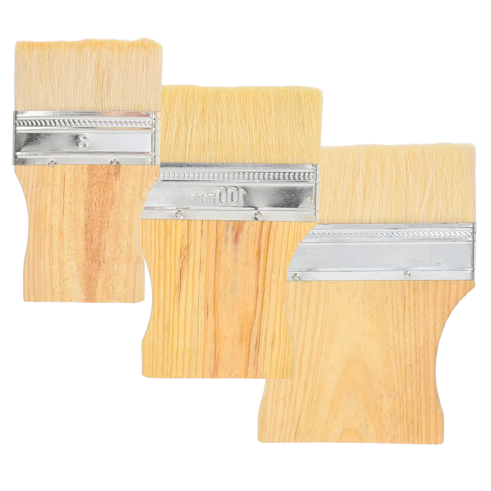 

3pcs Paint Brush Set Flat Tip Soft Bristles Ergonomic Handle For Oil Watercolor Wall Wood Painting Sturdy Wooden Handle Paddle