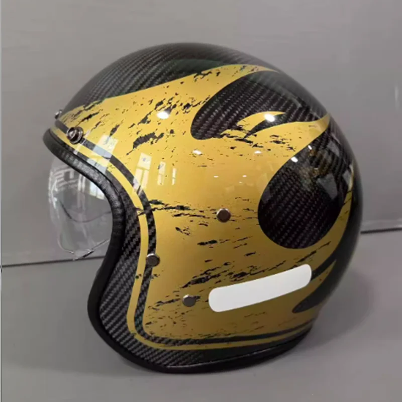 

Ultra Lightweight Flame Carbon Fiber Shell Motorcycle Open Face Half Helmet for Cruiser Enthusiasts All Season Riding Comfort