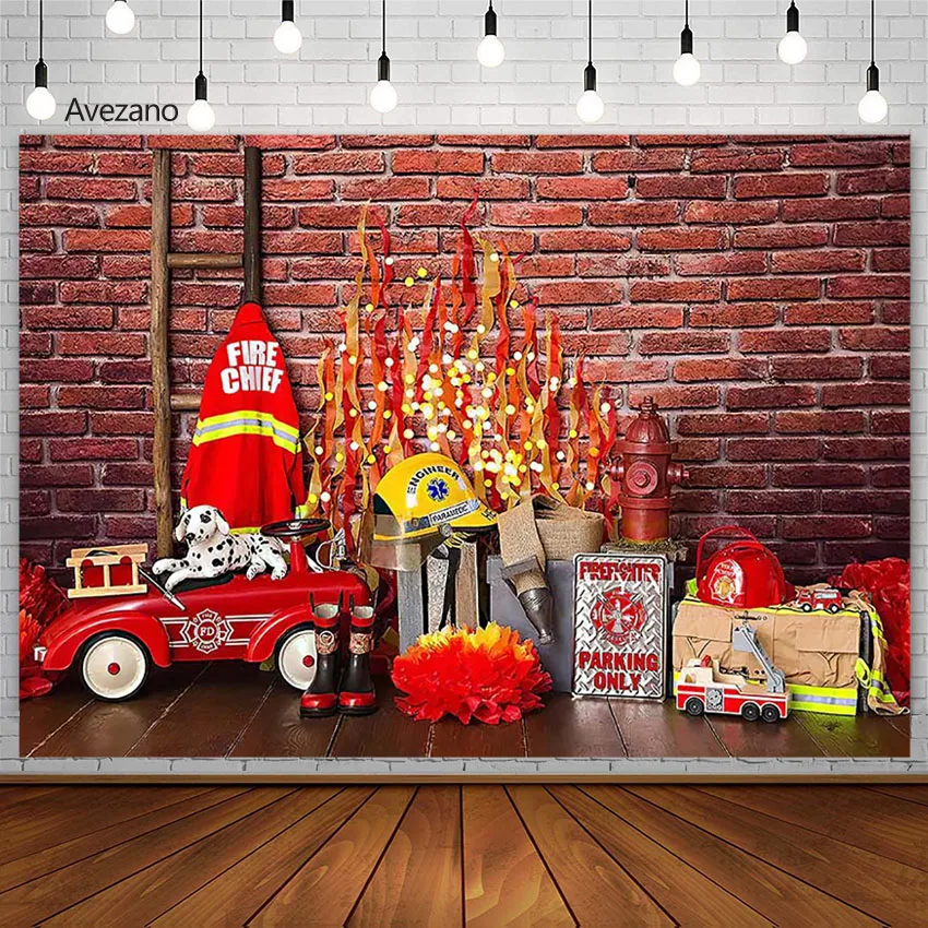 Avezano Cake Smash Photography Background vigili del fuoco camion dei pompieri neonato compleanno ritratto sfondo Photo Studio Decor Photozone