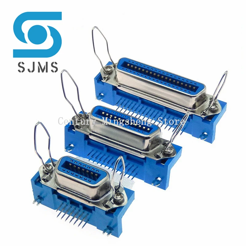 1PCS Male Female Centronics Connector 57 Series 14/24/36/50Pin 90 Degree PCB Mount Right Angle DIP Type Printer Socket