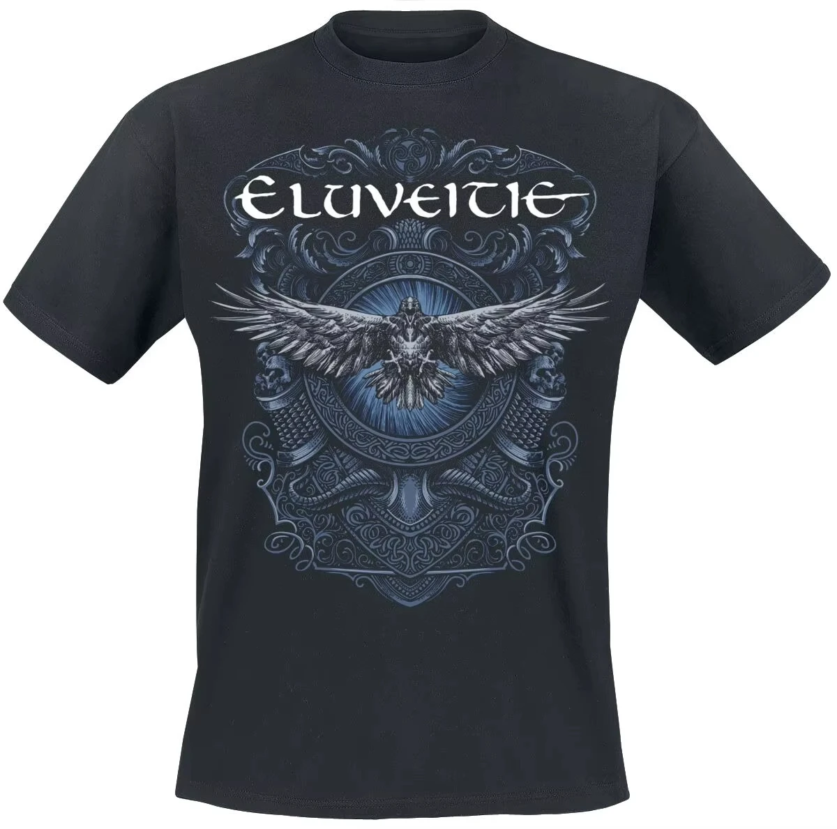 2026 New Raven Celtic Ornament Print Black Cotton T-shirt Men Women Folk Metal Unisex Tee