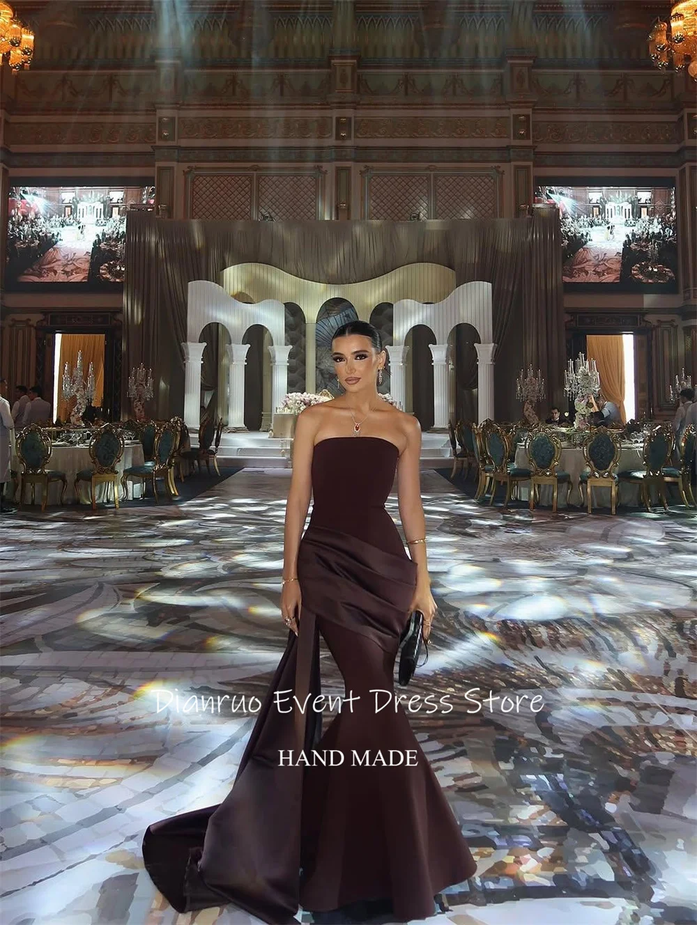 Dianruo Drapieren Liebsten Meerjungfrau Formale Abendkleid Ausgestattet Satin Vestidos De Fiesta Bodenlangen Hochzeit Party Kleid Angepasst