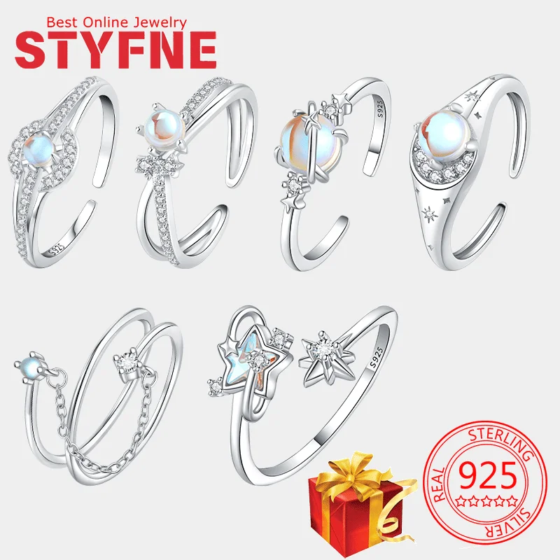 

Rings 925 Sterling Silver Women's Star Opal Ring Love Engagement Jewelry Anniversary Commemorative Gift Bag