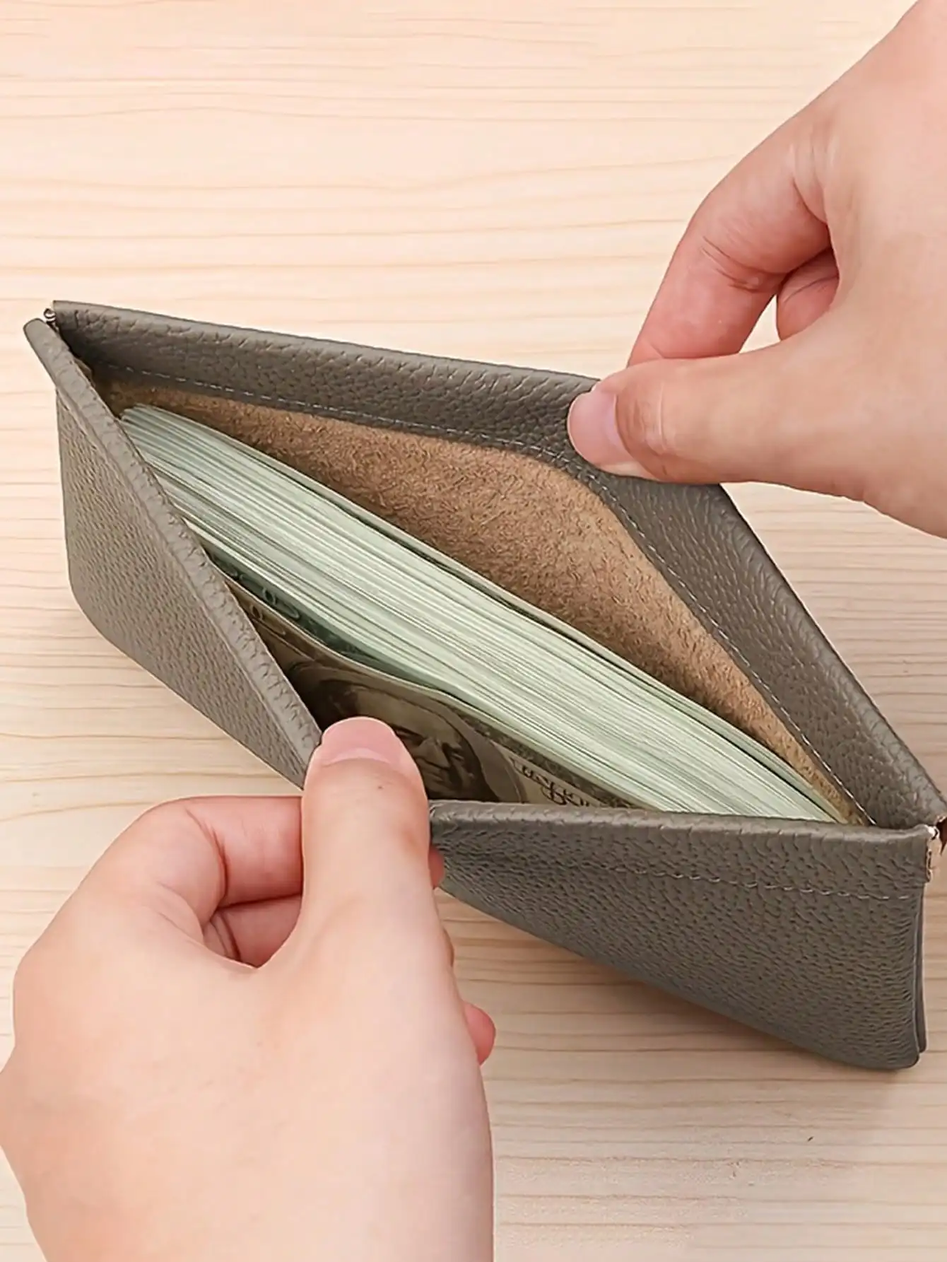 

1pc Self-Locking Real Cowhide Long Wallet, Can Be Used As Passport Holder, Driver's License Holder, Earphone, Data Cable Organizer, Cash Holder, Cosmetic Bag, Women's Wallet, Handbag, Mini Wallet