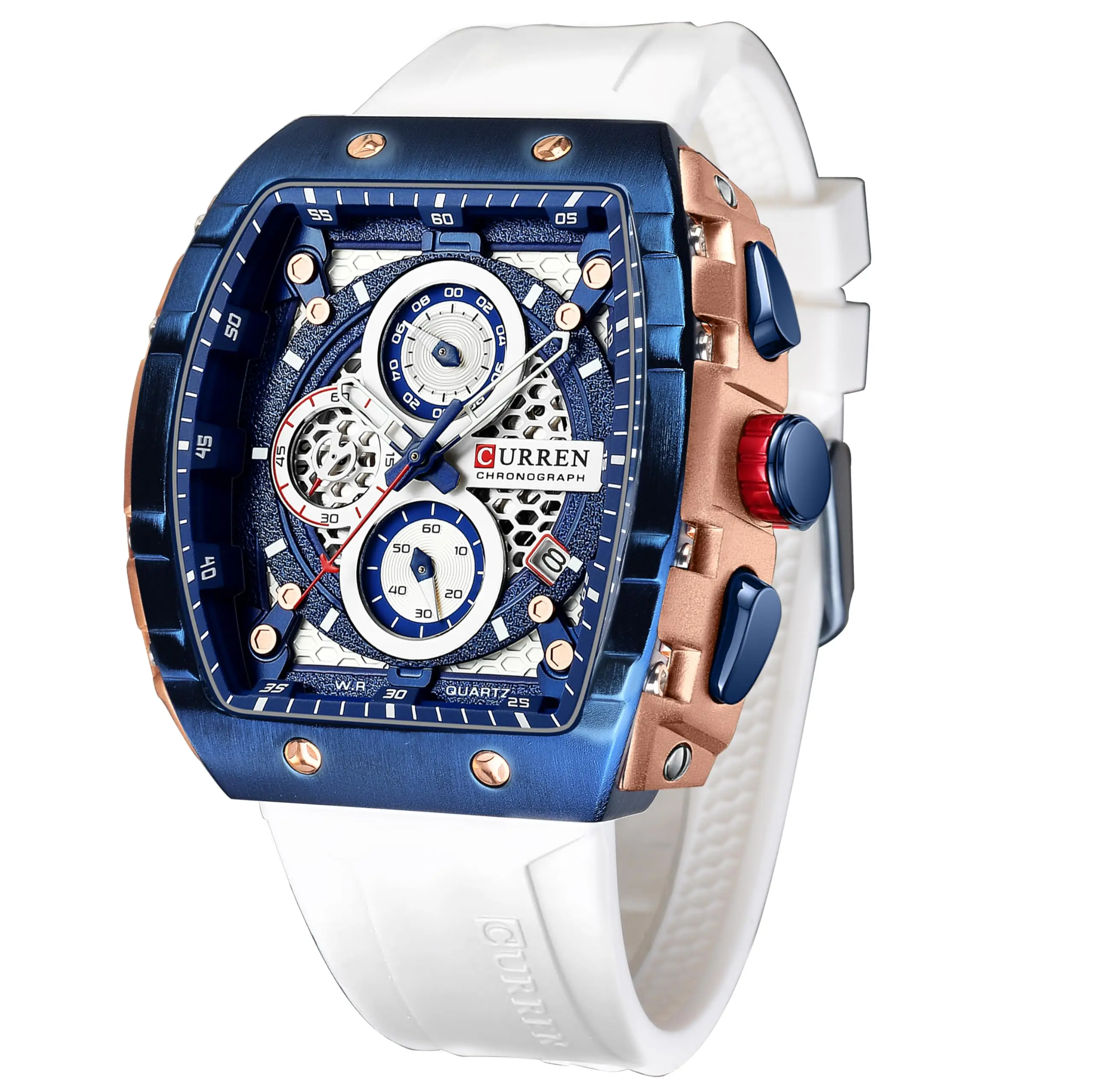 

CURREN мужские спортивные часы с хронографом, водонепроницаемые военные часы для мужчин, аналоговые кварцевые наручные часы с дисплеем даты, силиконовый ремешок