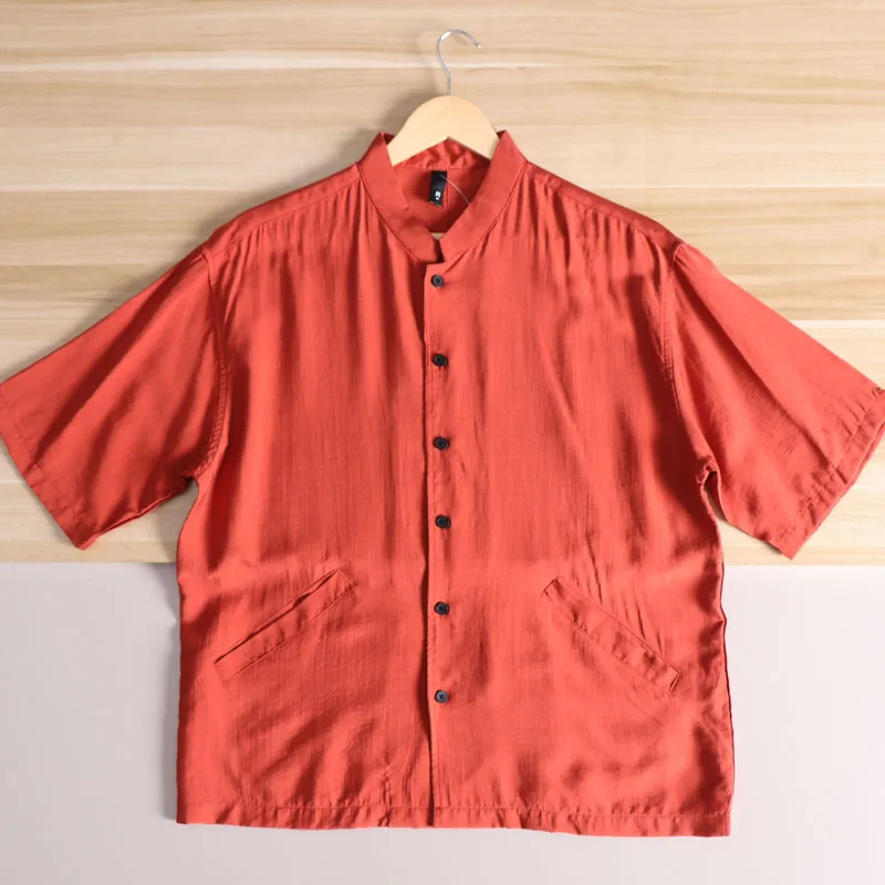 Hombre Verano Casual Loose Fit ort Sve irt Fino Transpirable Qui Seco Sensación Fresca Lino como Tela Protección Solar