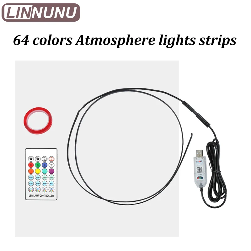 LINNUNU Ambient Light Strip For Geely Atlas II Starray Boyue L 64 Colors Atmosphere Central Control Saddle Lamp Interior Decor