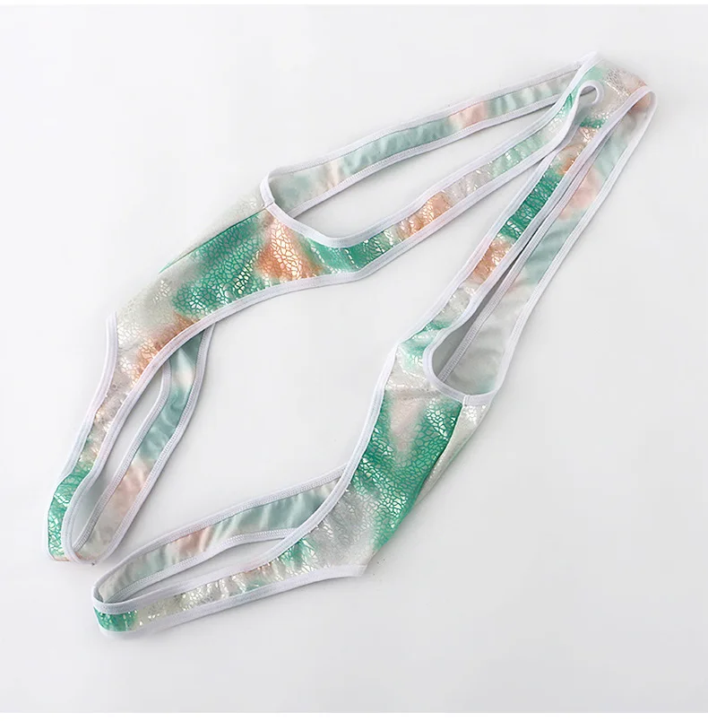 الرجال مثير الملابس الداخلية مثليون جنسيا مثير مفتوحة المنشعب ارتداءها القميص بولي Leather الجلود التعادل صبغ حللا يوتار حزام رياضي مفتوح الأرداف ثونغ #2