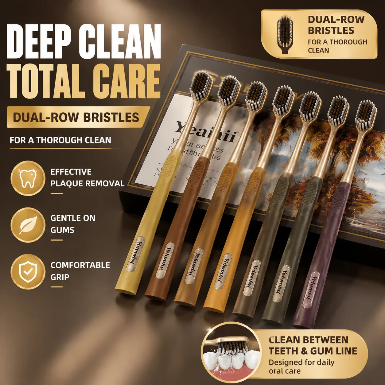 Maillard Light Luxury Mountain Soft Toothbrush Adult Household Wide Head Spiral Brushwire Couple Toothbrush 6-piece Gift Box
