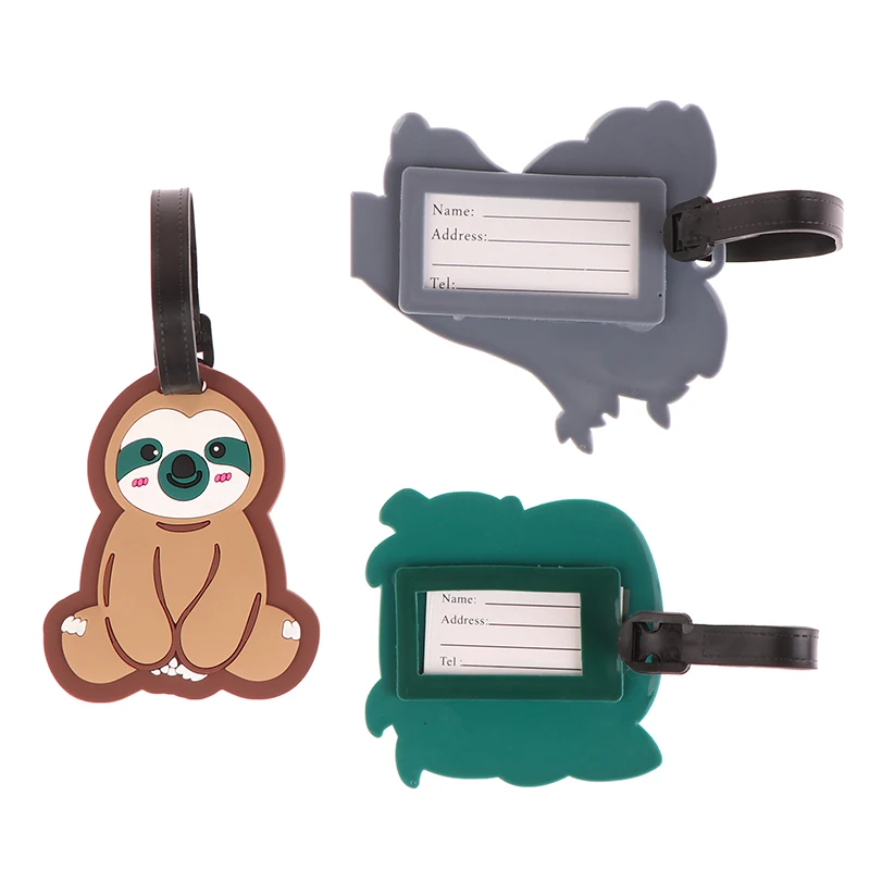 1PCS Silicon Luggage Tag Creative Sloth Plane Boarding Pass Suitcase Portable Travel Label Newest Travel Accessories