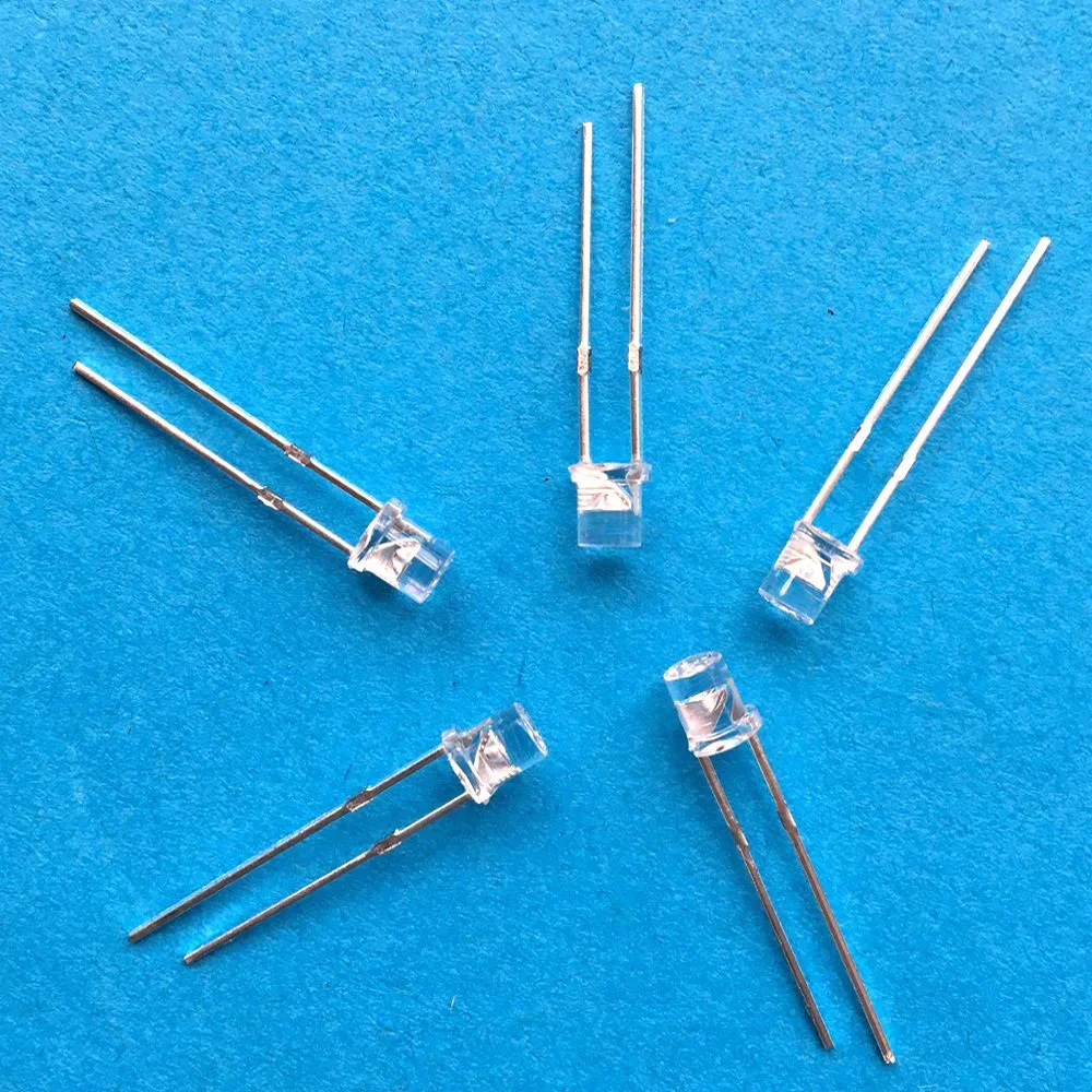 Ampoule à diode LED F3 ultra lumineuse, 100 pièces, 3mm, tête plate, blanc, rouge, bleu, orange, UV, rose, grand angle, lampe électroluminescente