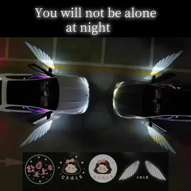 1Pc Angel Wings Door Welcome Light Car Ambient Light Wire-free Projection Light Car Accessories Decorative Tools Ornmanets Adorn