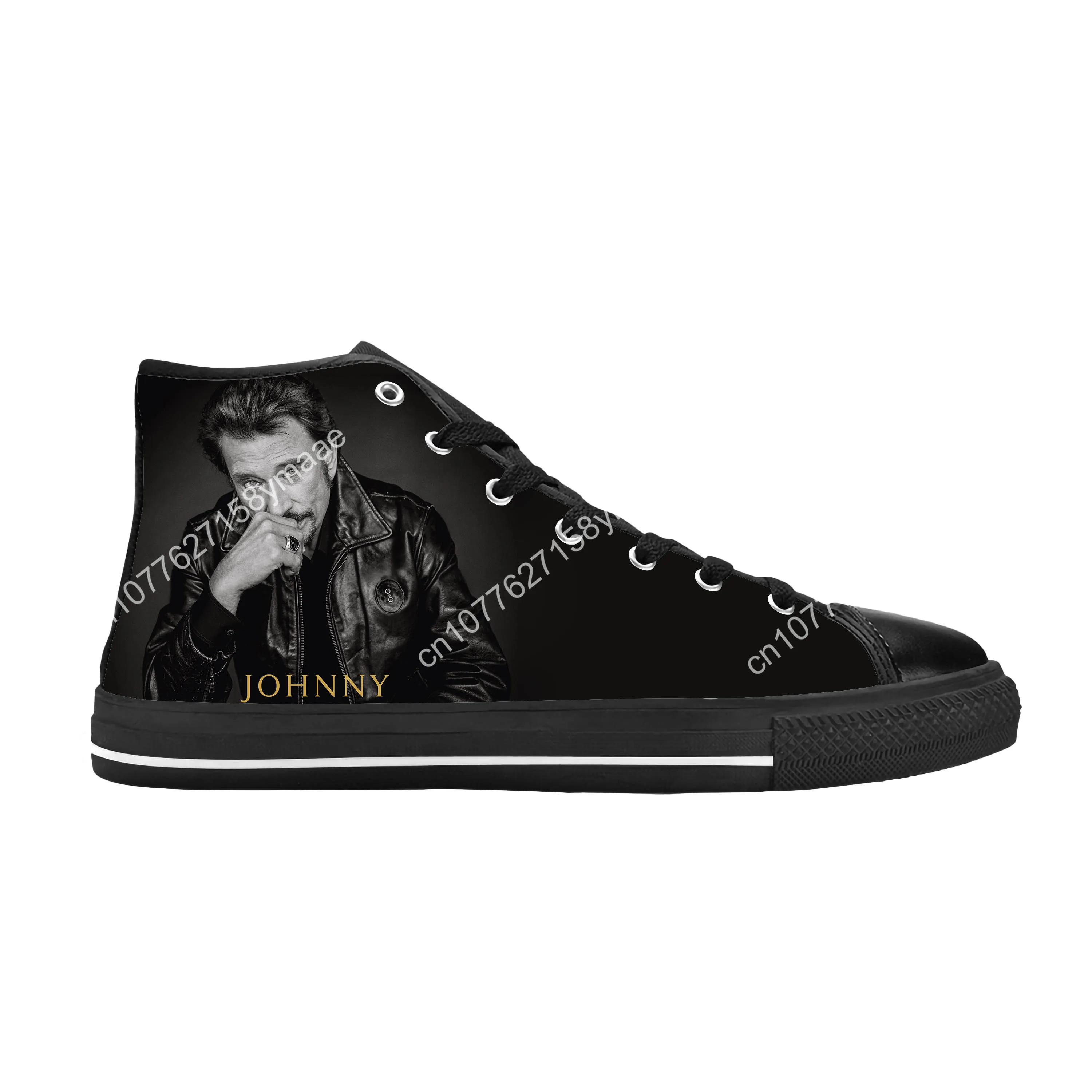 Hot France Johnny Hallyday Rock Star Singer Music Casual Cloth Shoes High Top Comfortable Breathable 3D Print Men Women Sneakers